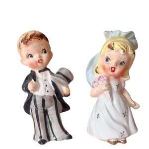 Vintage Bride and Groom salt and pepper shakers